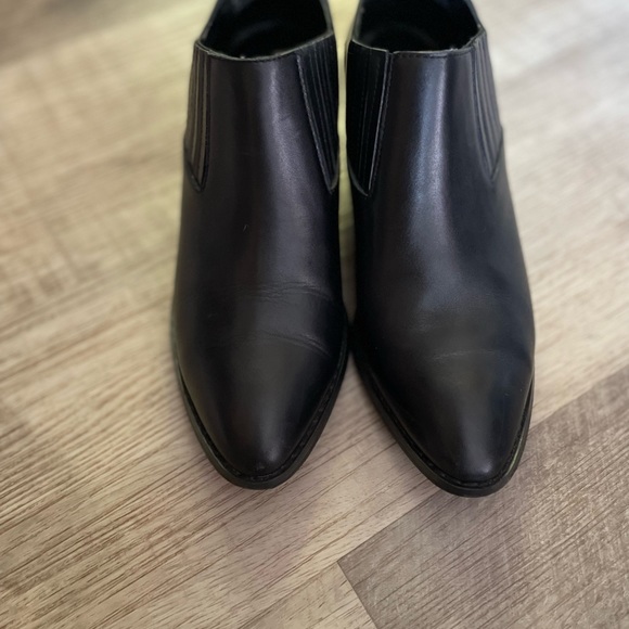 Steve Madden cowboy black leather unique heel leather boots  size 6 - Picture 2 of 13